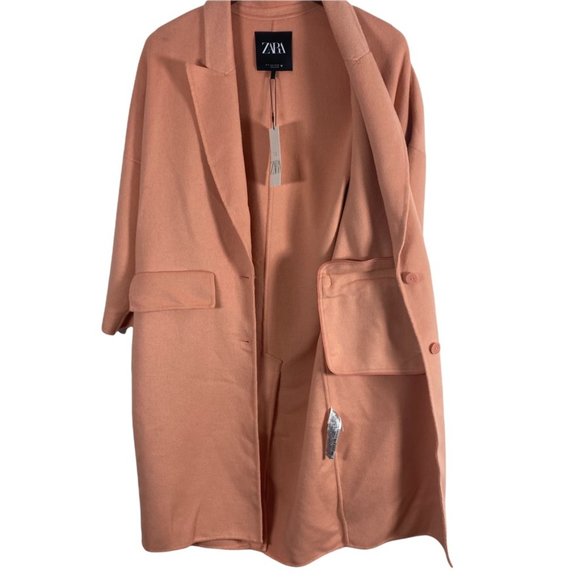Zara peach oversized coat NWT size S - Picture 6 of 16